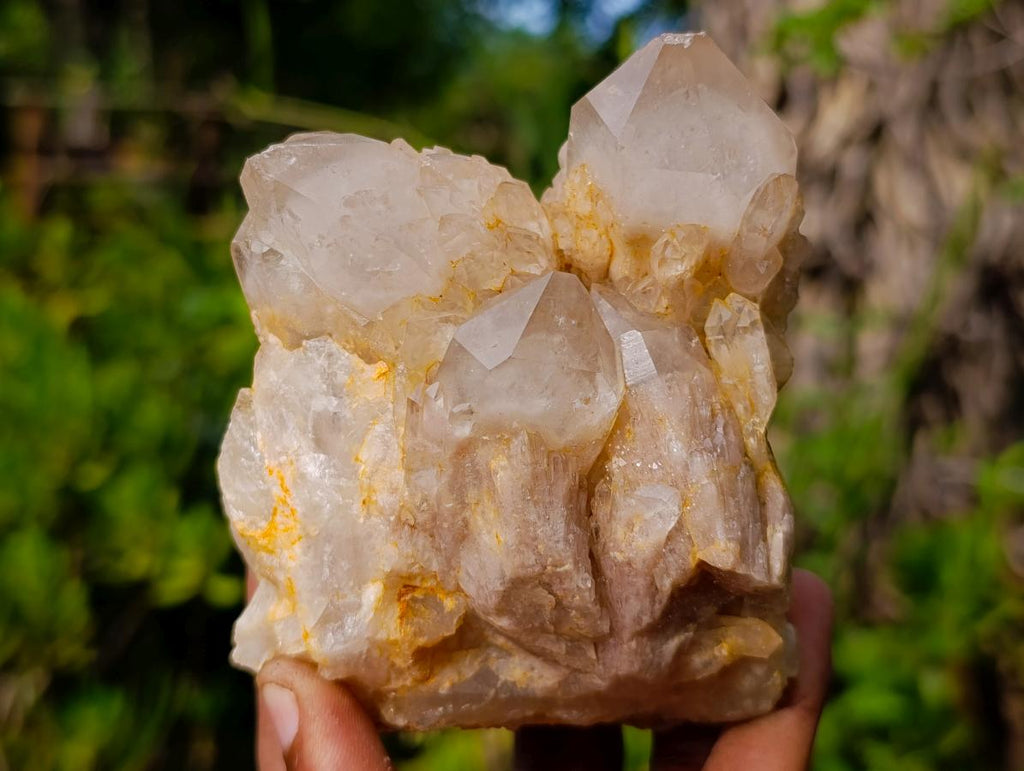 Natural Cascading White Phantom Smokey Luena Quartz Clusters x 3 From Luena, Congo - Toprock Gemstones and Minerals 