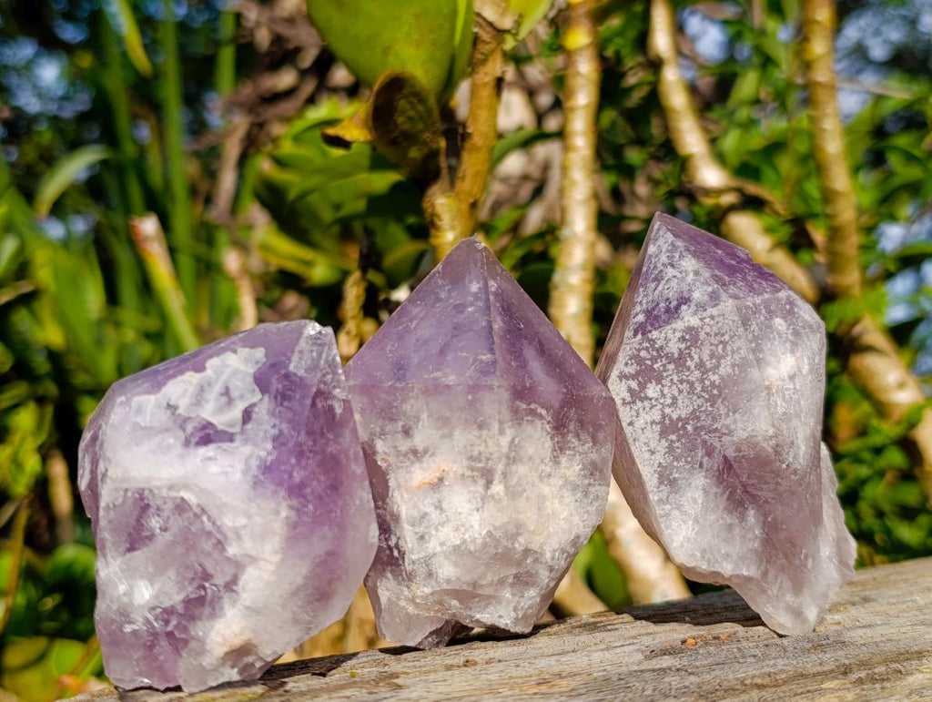 Natural Jacaranda Amethyst Single Crystals x 12 From Mumbwa, Zambia - Toprock Gemstones and Minerals 