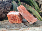 Natural Rhombohedral Sunset Orange Calcite Specimens x 6 From Spitzkop, Namibia - Toprock Gemstones and Minerals 