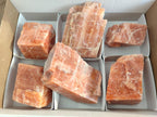 Natural Rhombohedral Sunset Orange Calcite Specimens x 6 From Spitzkop, Namibia - Toprock Gemstones and Minerals 