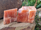 Natural Rhombohedral Sunset Orange Calcite Specimens x 6 From Spitzkop, Namibia - Toprock Gemstones and Minerals 