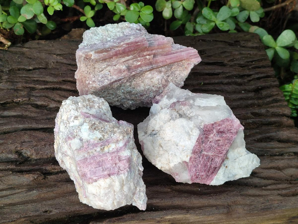 Natural Pink Rubellite Tourmaline Specimens x 3 From Karibib, Namibia - Toprock Gemstones and Minerals 