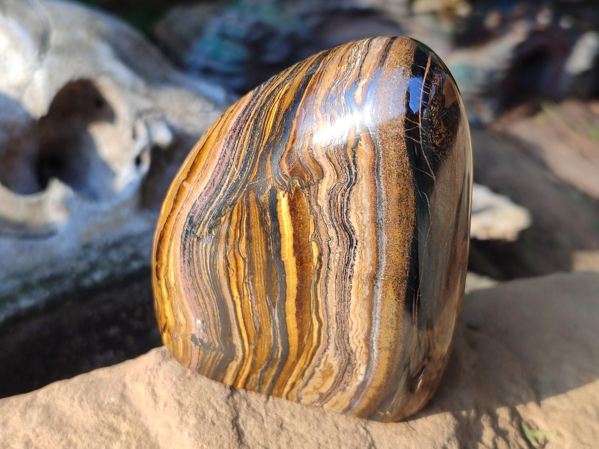 Polished Banded Tiger Iron Standing Display Pieces x 2 From South Africa - Toprock Gemstones and Minerals 