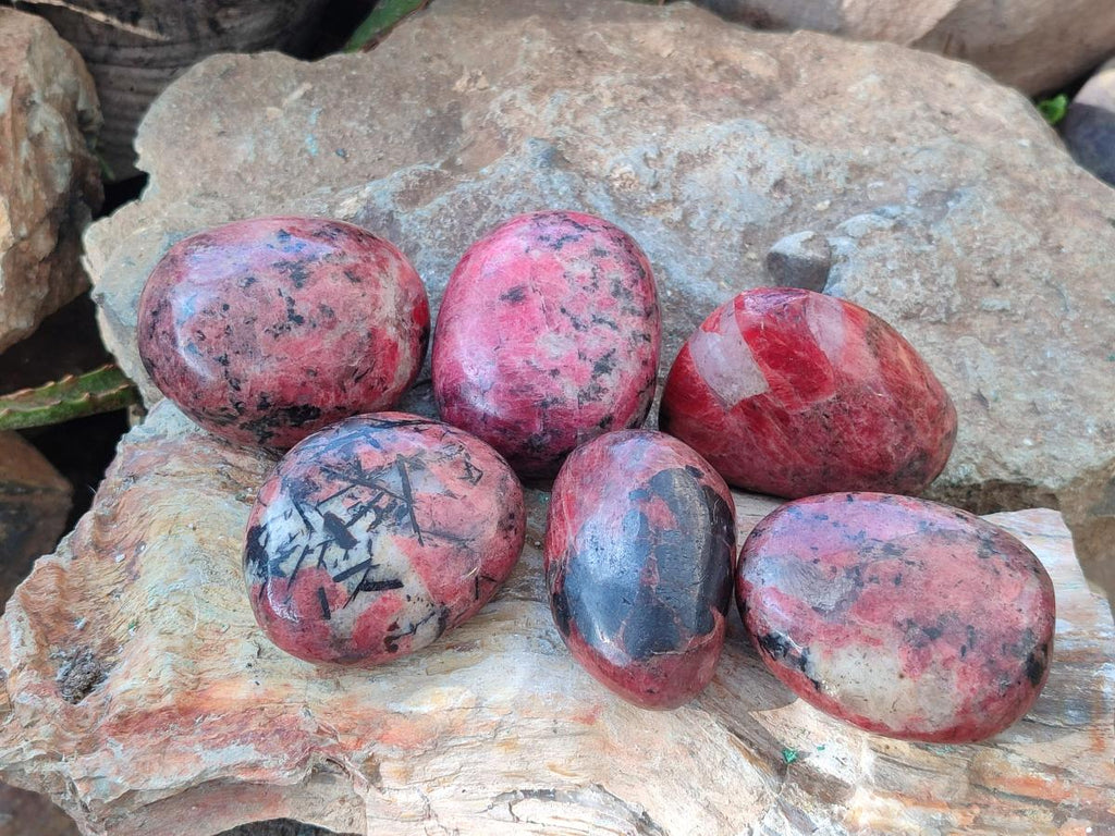 Polished Rhodonite Free Forms x 6 From Rhusinga, Zimbabwe - Toprock Gemstones and Minerals 