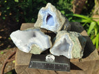 Natural Blue Lace Agate Geode Specimens x 6 From Nsanje, Malawi - Toprock Gemstones and Minerals 
