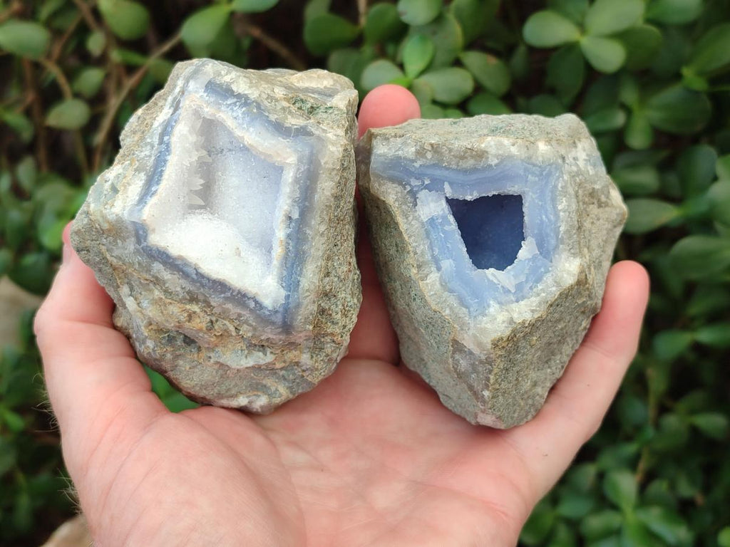 Natural Blue Lace Agate Geode Specimens x 6 From Nsanje, Malawi - Toprock Gemstones and Minerals 