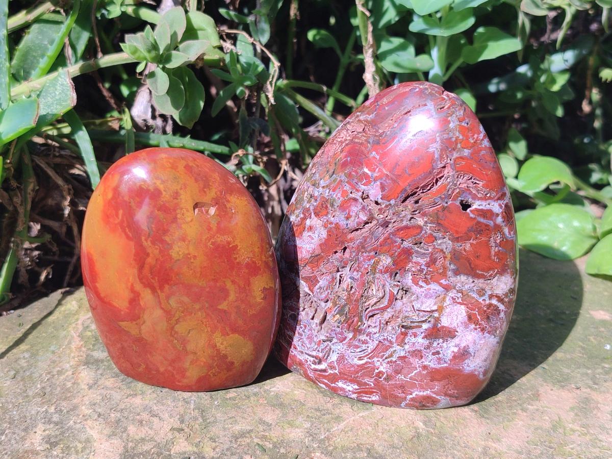 Polished Mix of Red, Flame and Brecciated Jasper Standing Display Pieces x 4 From Madagascar - Toprock Gemstones and Minerals 