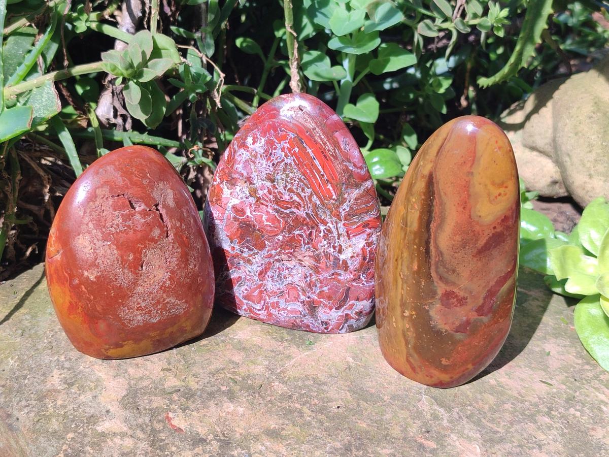 Polished Mix of Red, Flame and Brecciated Jasper Standing Display Pieces x 4 From Madagascar - Toprock Gemstones and Minerals 