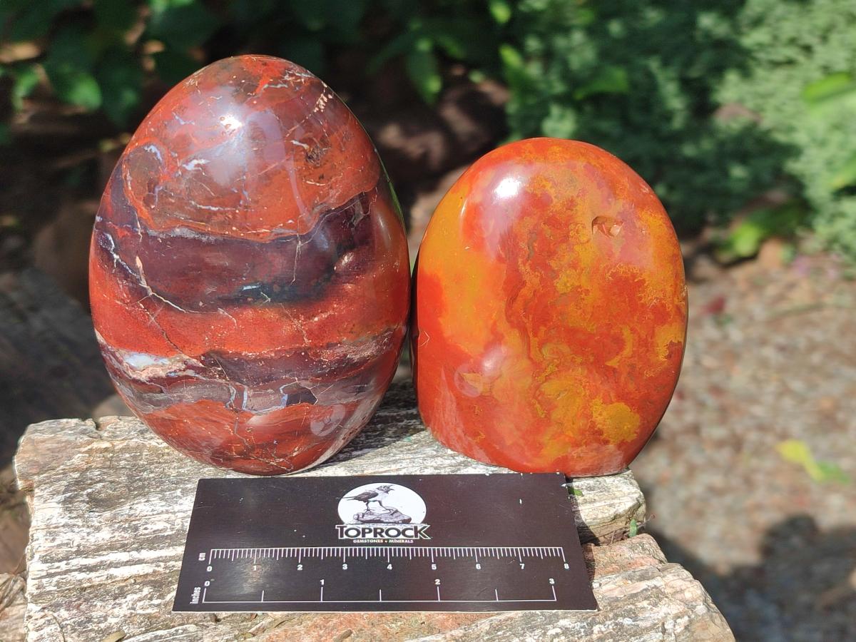 Polished Mix of Red, Flame and Brecciated Jasper Standing Display Pieces x 4 From Madagascar - Toprock Gemstones and Minerals 