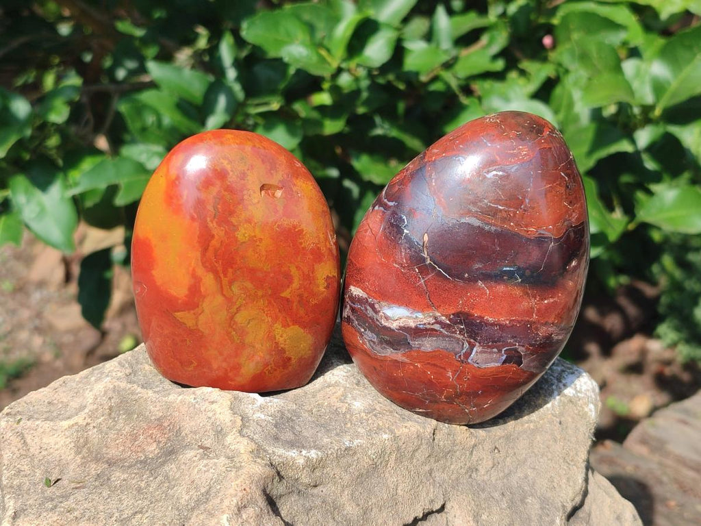 Polished Mix of Red, Flame and Brecciated Jasper Standing Display Pieces x 4 From Madagascar - Toprock Gemstones and Minerals 