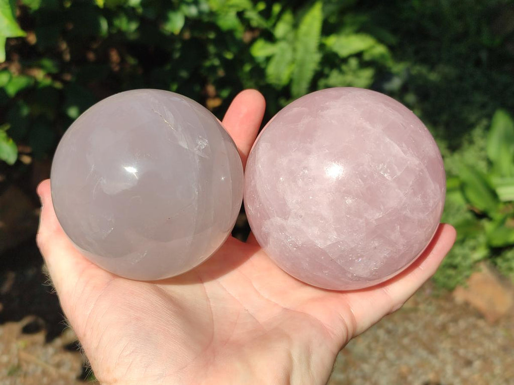 Polished Gemmy Star Rose Girasol Quartz Spheres x 2 From Madagascar - Toprock Gemstones and Minerals 