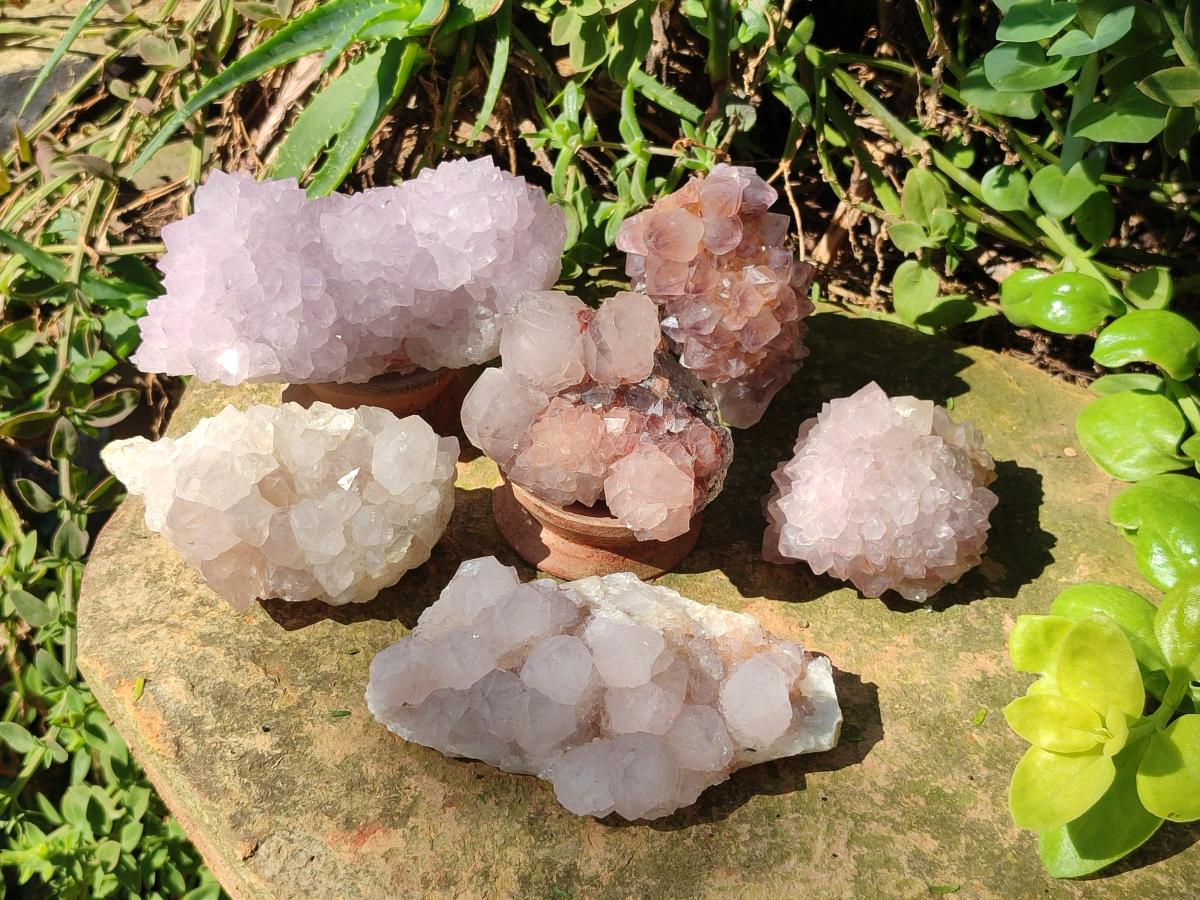 Natural Mix of Spirit Quartz Clusters x 6 From Boekenhouthoek, South Africa - Toprock Gemstones and Minerals 