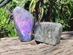 Polished Rare Purple Sunset Flash Labradorite Standing Display Pieces x 2 From Madagascar - Toprock Gemstones and Minerals 