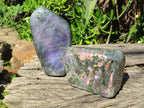 Polished Rare Purple Sunset Flash Labradorite Standing Display Pieces x 2 From Madagascar - Toprock Gemstones and Minerals 
