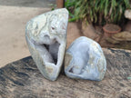 Polished Blue Lace Agate Standing Display Pieces x 2 From Nsanje, Malawi - Toprock Gemstones and Minerals 