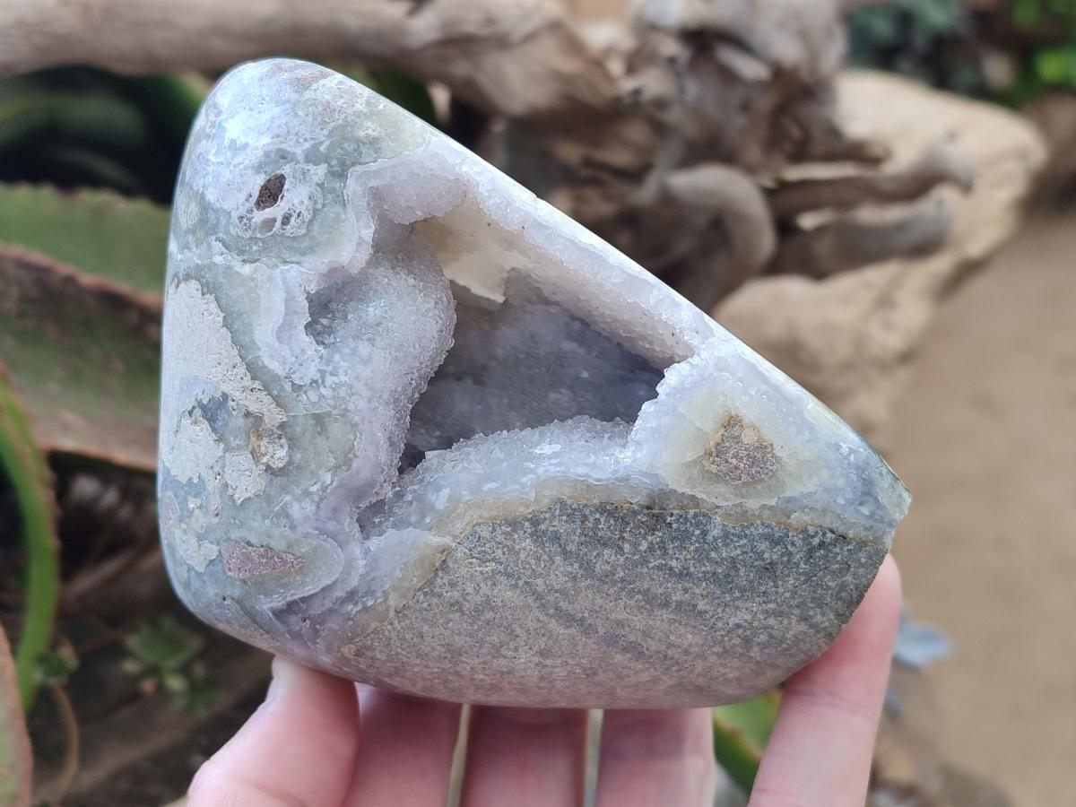 Polished Blue Lace Agate Standing Display Pieces x 2 From Nsanje, Malawi - Toprock Gemstones and Minerals 