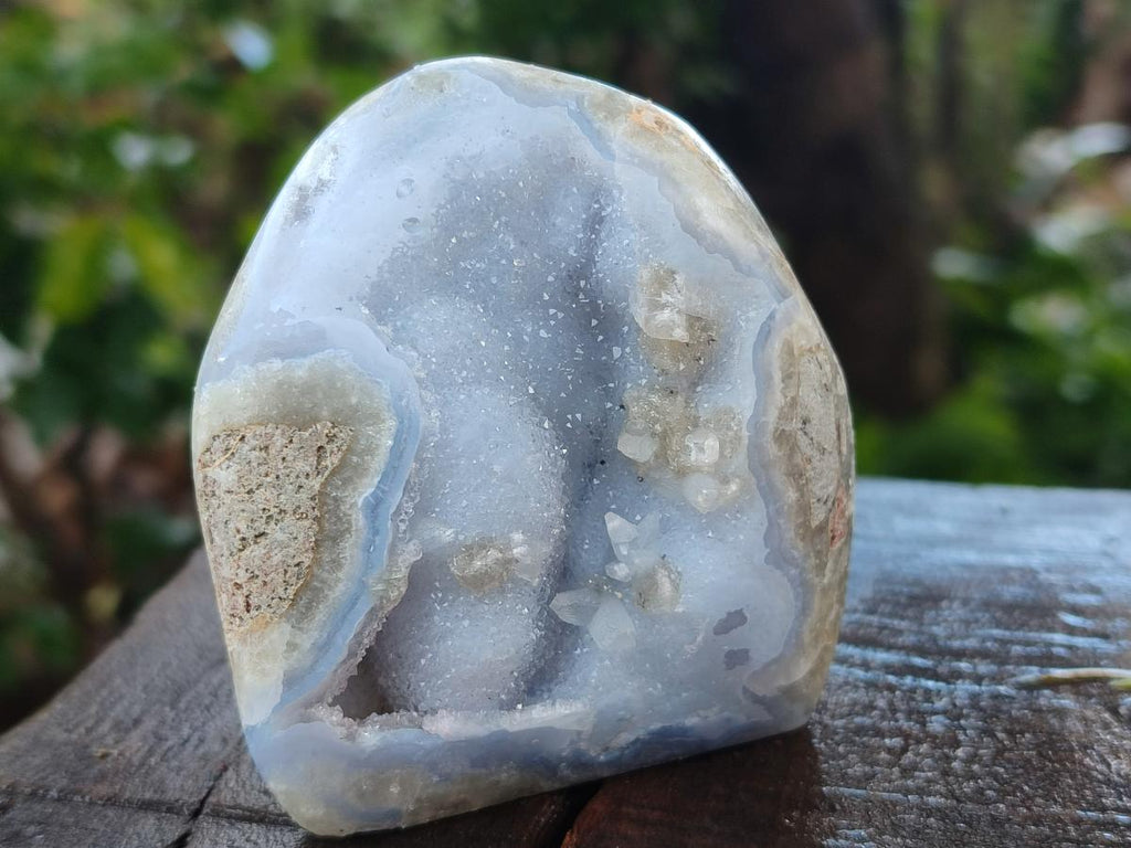 Polished Blue Lace Agate Standing Display Pieces x 2 From Nsanje, Malawi - Toprock Gemstones and Minerals 
