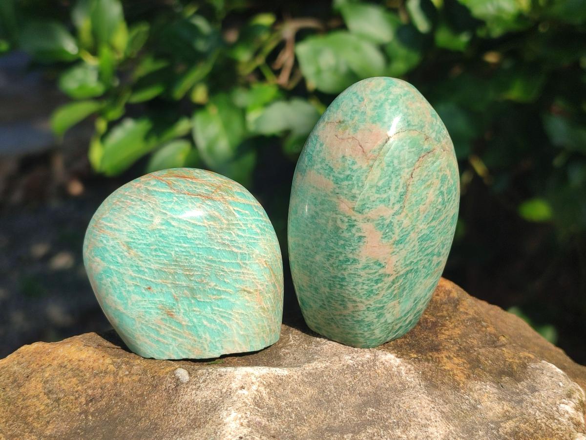 Polished Amazonite Palm Stones x 24 From Madagascar - Toprock Gemstones and Minerals 
