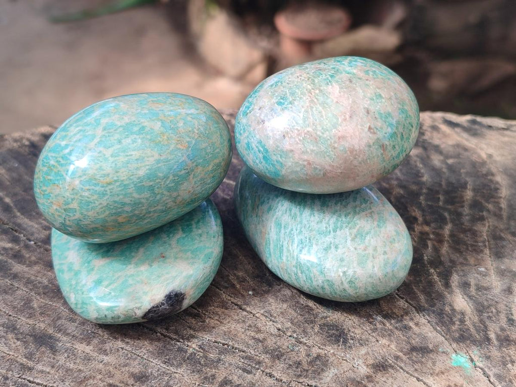 Polished Amazonite Palm Stones x 24 From Madagascar - Toprock Gemstones and Minerals 