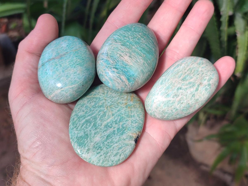 Polished Amazonite Palm Stones x 24 From Madagascar - Toprock Gemstones and Minerals 