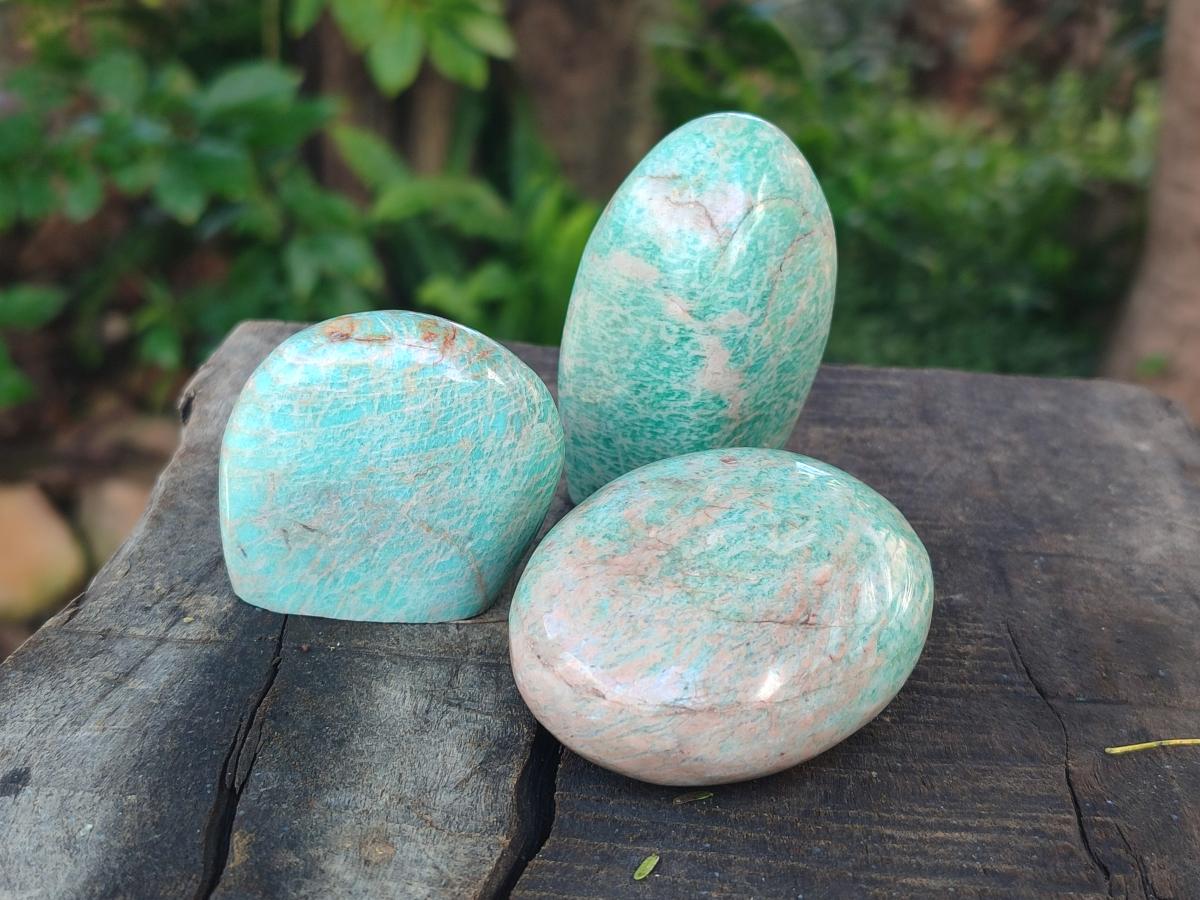 Polished Amazonite Palm Stones x 24 From Madagascar - Toprock Gemstones and Minerals 
