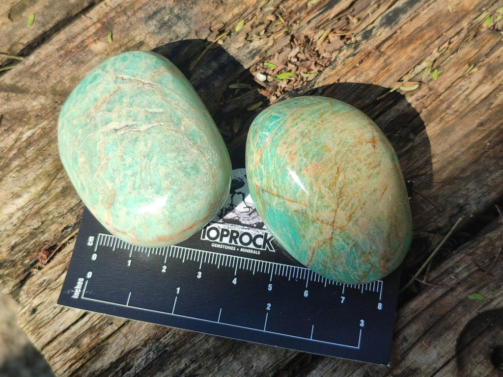 Polished Amazonite Palm Stones x 24 From Madagascar - Toprock Gemstones and Minerals 