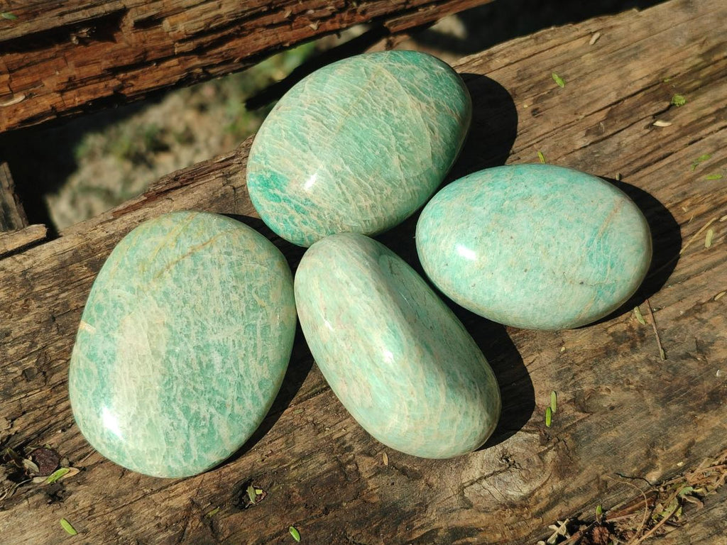 Polished Amazonite Palm Stones x 24 From Madagascar - Toprock Gemstones and Minerals 
