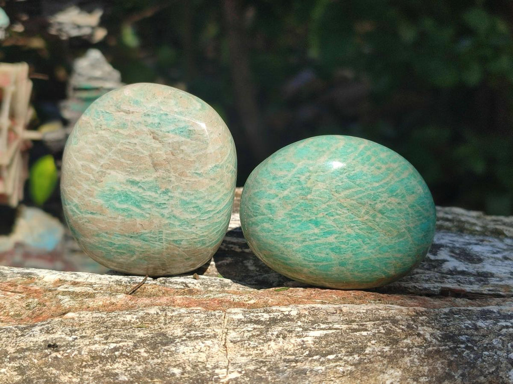 Polished Amazonite Palm Stones x 24 From Madagascar - Toprock Gemstones and Minerals 