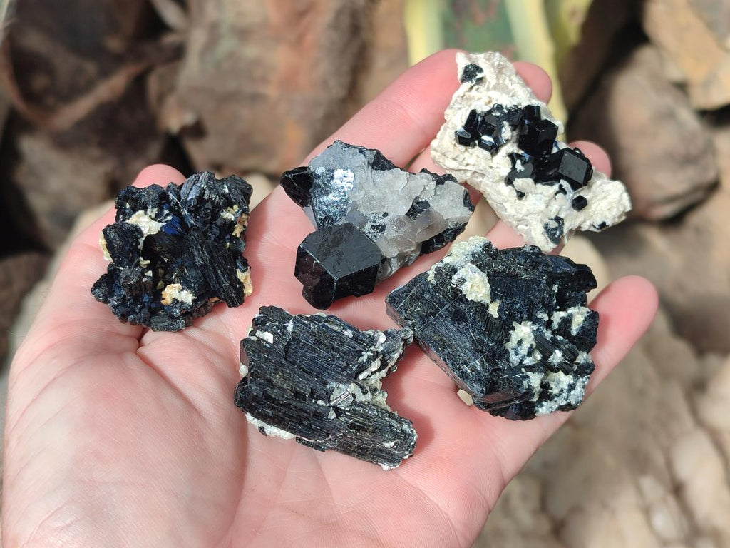 Natural Schorl Black Tourmaline Specimens with Inclusions x 35 From Erongo, Namibia - Toprock Gemstones and Minerals 