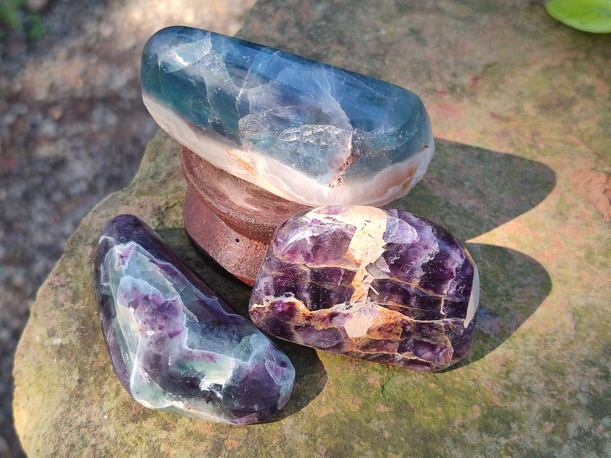 Polished Watermelon Fluorite Free Forms x 24 From Uis, Namibia - Toprock Gemstones and Minerals 