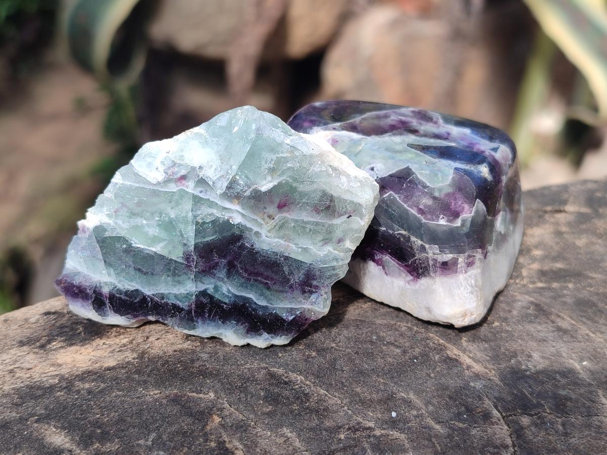 Polished Watermelon Fluorite Free Forms x 24 From Uis, Namibia - Toprock Gemstones and Minerals 