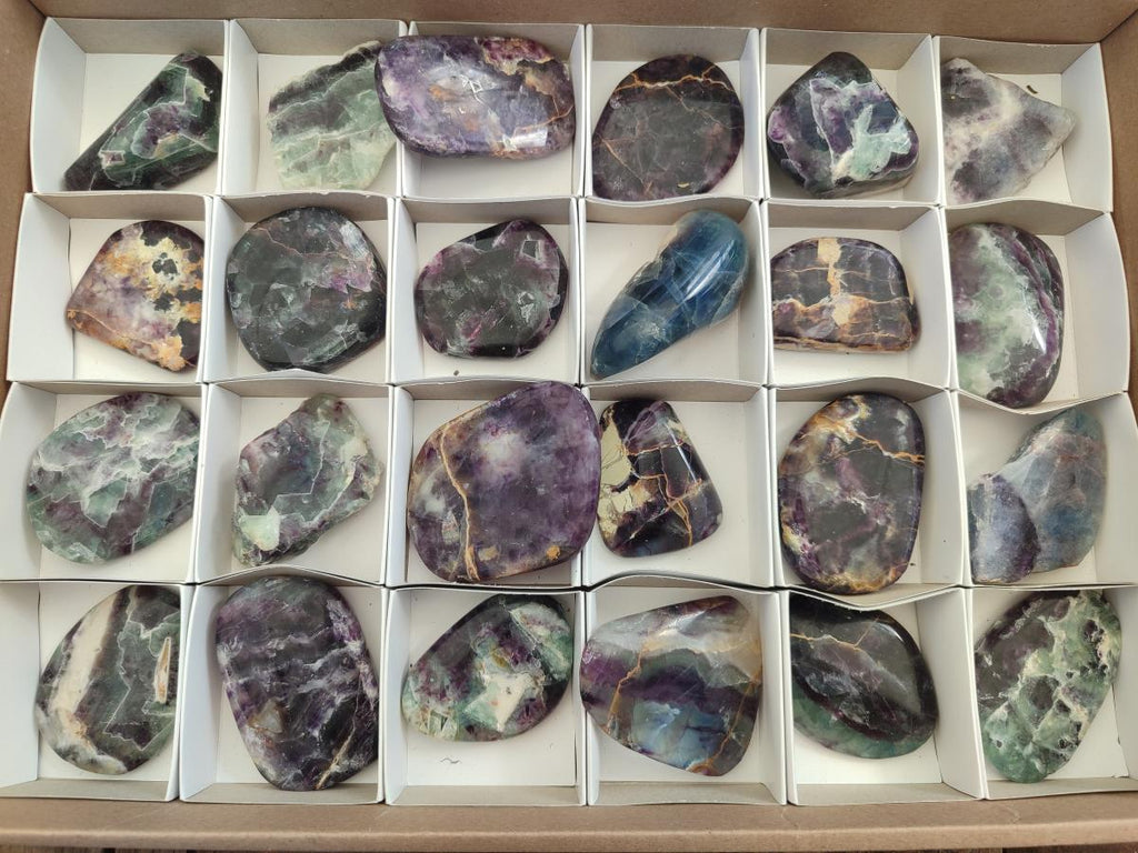 Polished Watermelon Fluorite Free Forms x 24 From Uis, Namibia - Toprock Gemstones and Minerals 