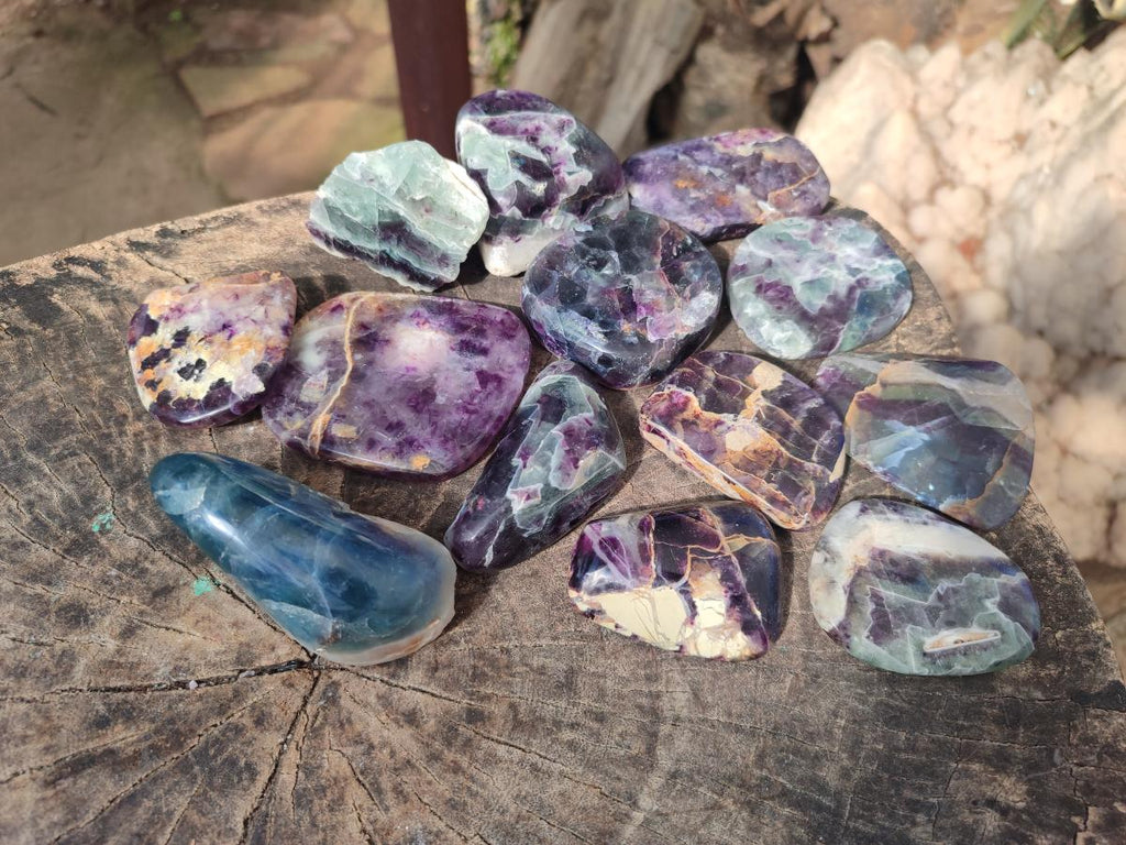Polished Watermelon Fluorite Free Forms x 24 From Uis, Namibia - Toprock Gemstones and Minerals 