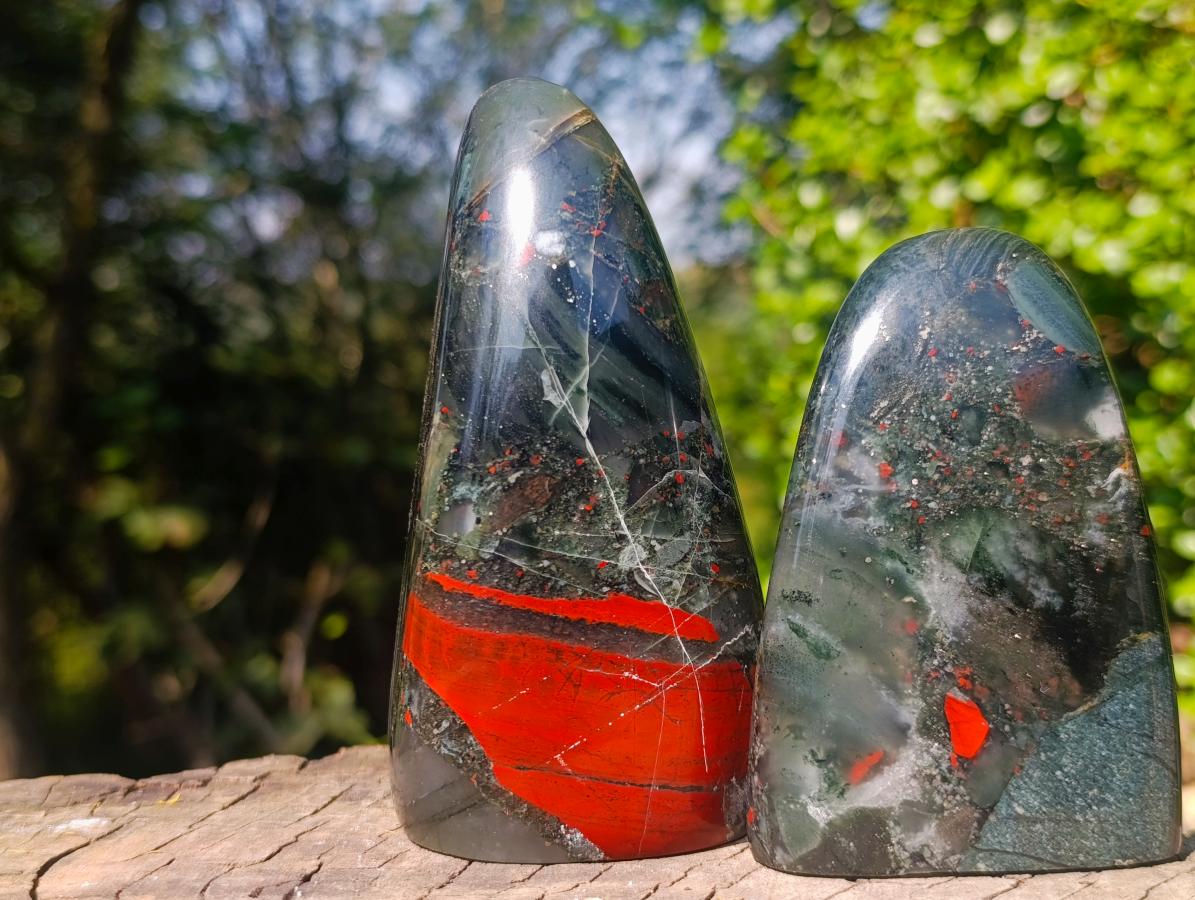 Polished Bloodstone Standing Display Pieces x 2 From Swaziland - Toprock Gemstones and Minerals 