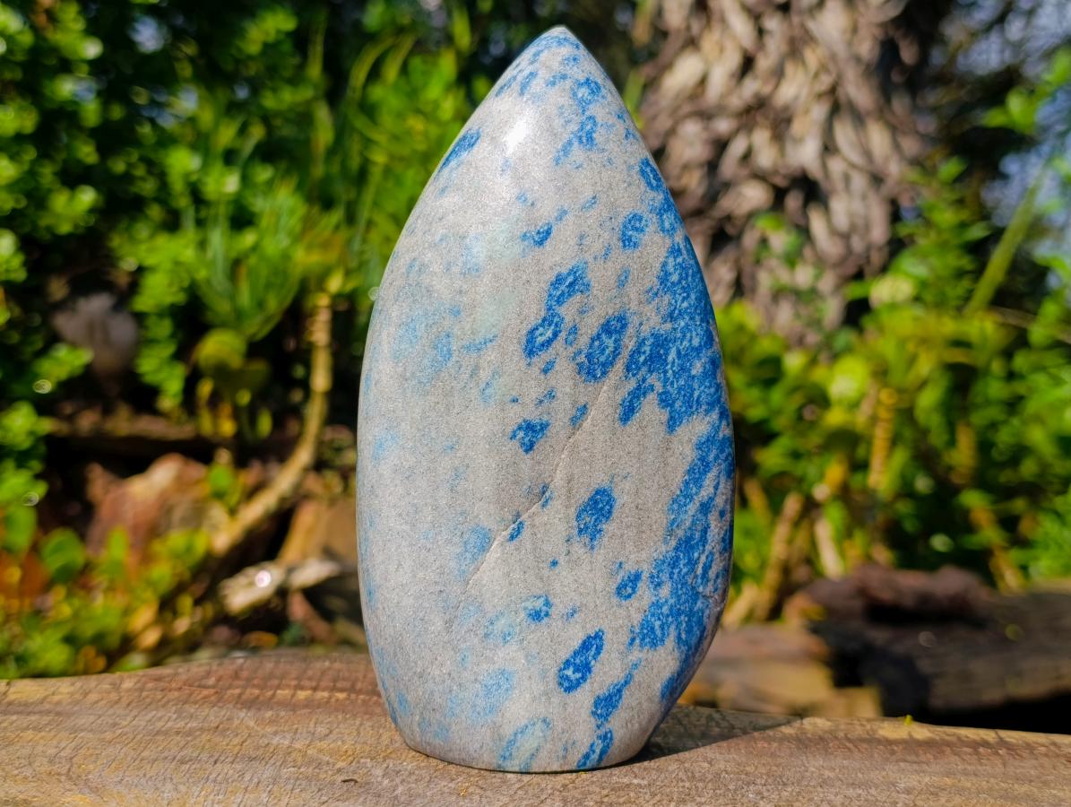 Polished Blue Spotted Spinel in Quartz Standing Display Leaf Sculptured Pieces x 2 From Madagascar - Toprock Gemstones and Minerals 