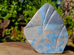 Polished Blue Spotted Spinel in Quartz Standing Display Leaf Sculptured Pieces x 2 From Madagascar - Toprock Gemstones and Minerals 