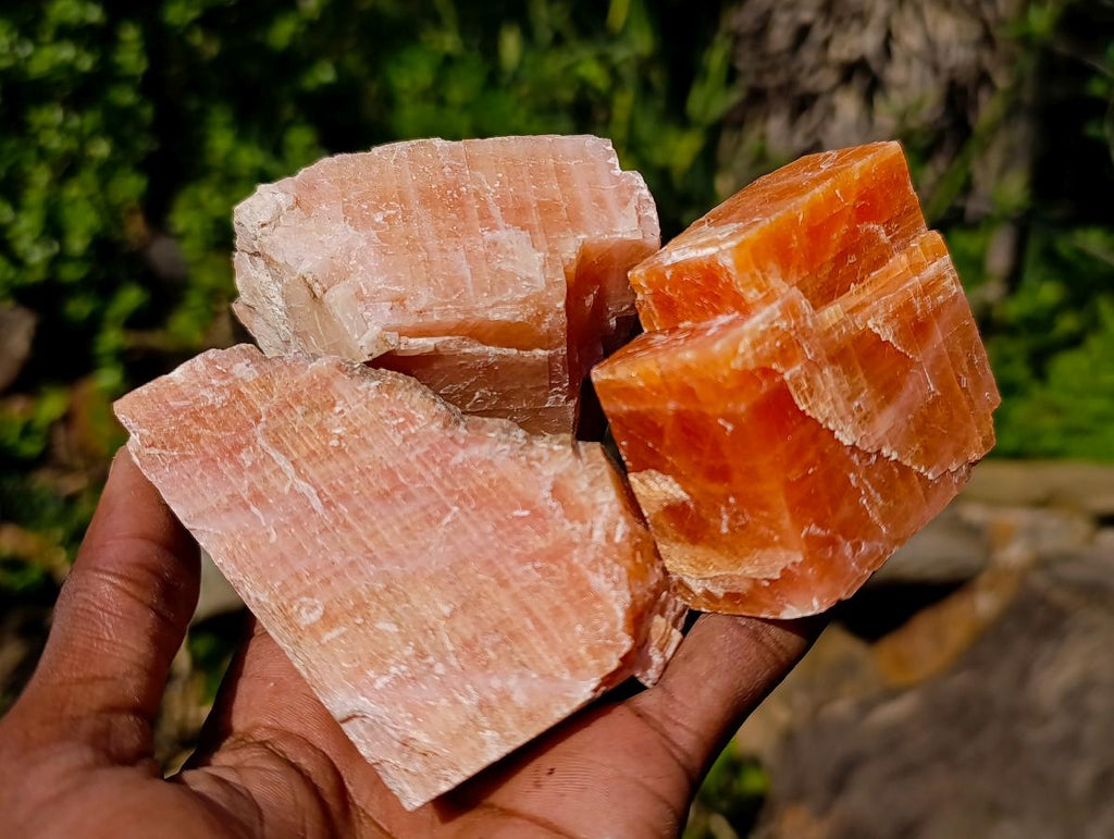 Natural Rhombohedral Sunset Orange Calcite Specimens x 14 From Spitzkop, Namibia - Toprock Gemstones and Minerals 