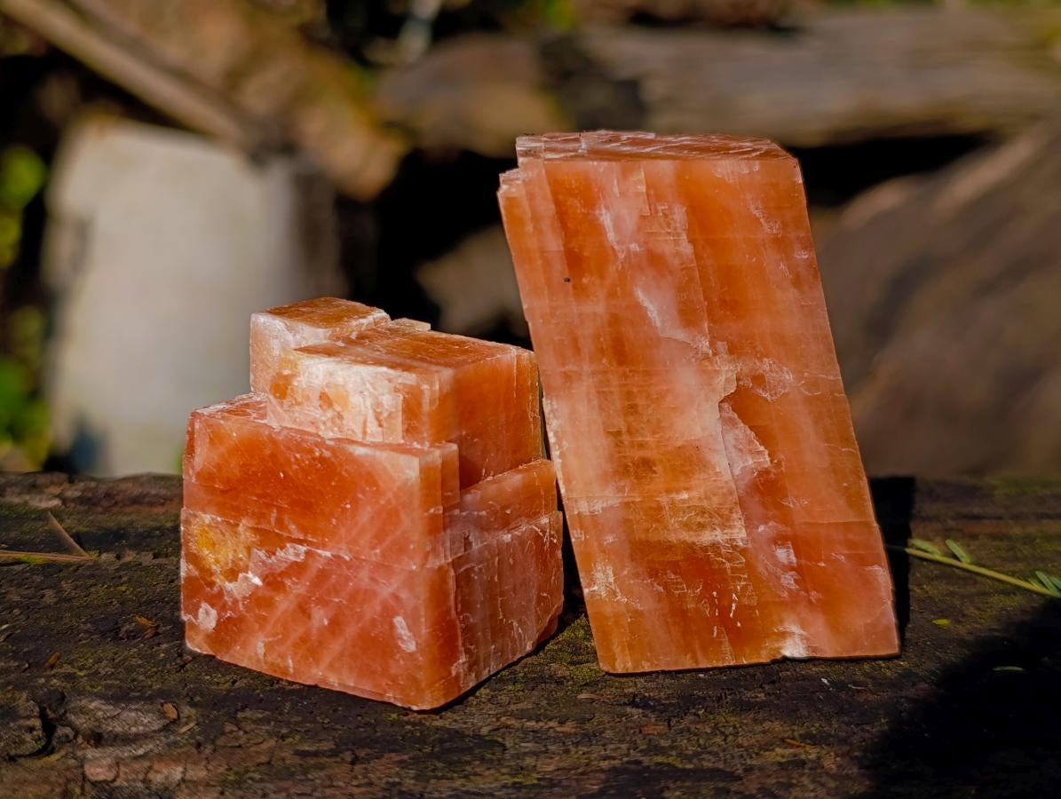 Natural Rhombohedral Sunset Orange Calcite Specimens x 14 From Spitzkop, Namibia - Toprock Gemstones and Minerals 