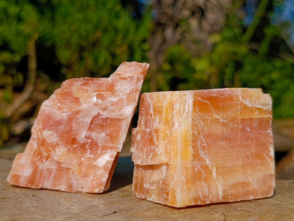 Natural Rhombohedral Sunset Orange Calcite Specimens x 14 From Spitzkop, Namibia - Toprock Gemstones and Minerals 