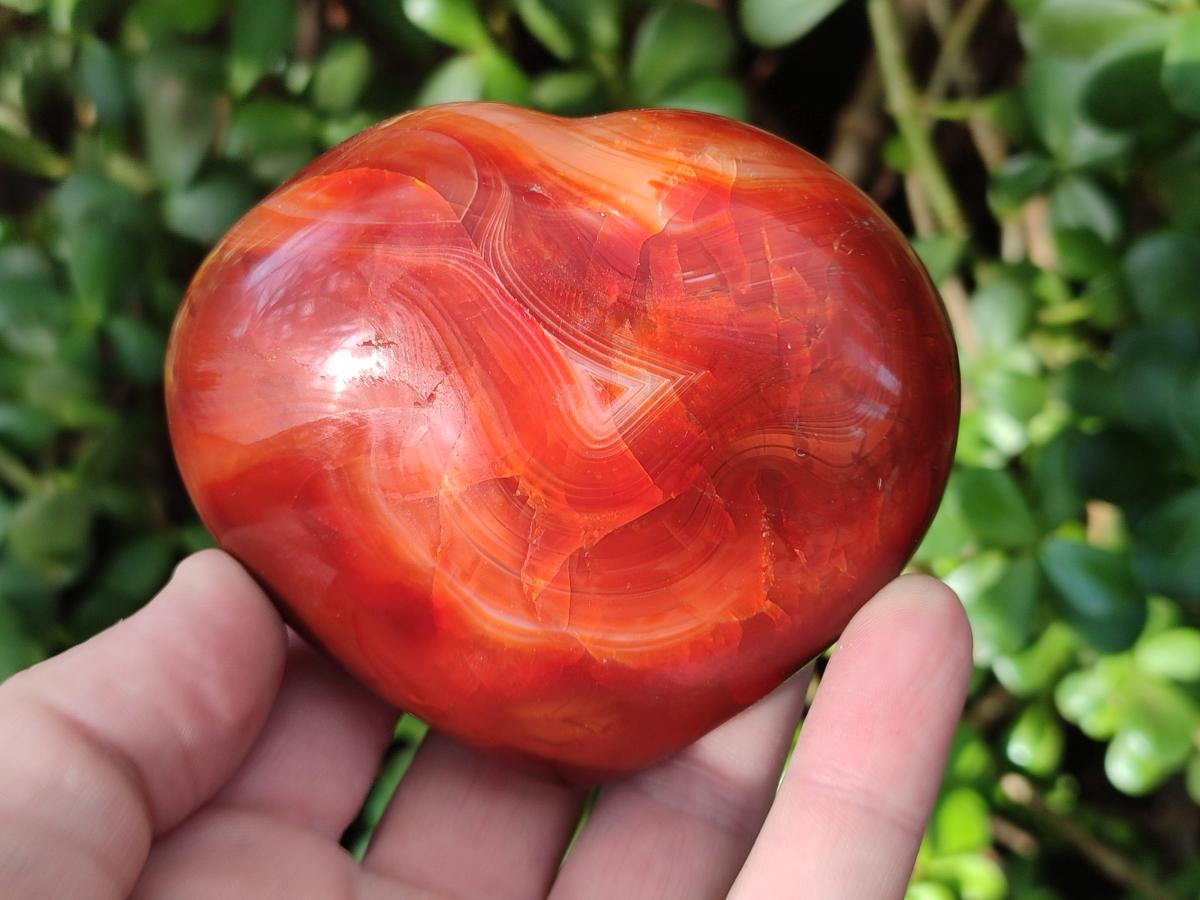 Polished Large Carnelian Agate Gemstone Hearts x 6 From Madagascar - Toprock Gemstones and Minerals 