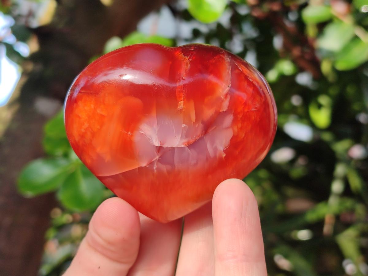 Polished Large Carnelian Agate Gemstone Hearts x 6 From Madagascar - Toprock Gemstones and Minerals 