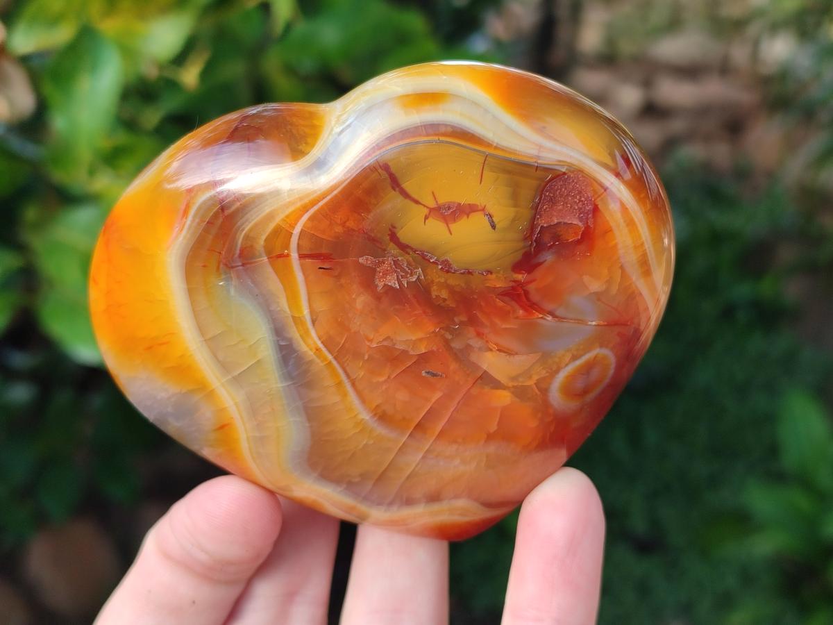 Polished Large Carnelian Agate Gemstone Hearts x 6 From Madagascar - Toprock Gemstones and Minerals 