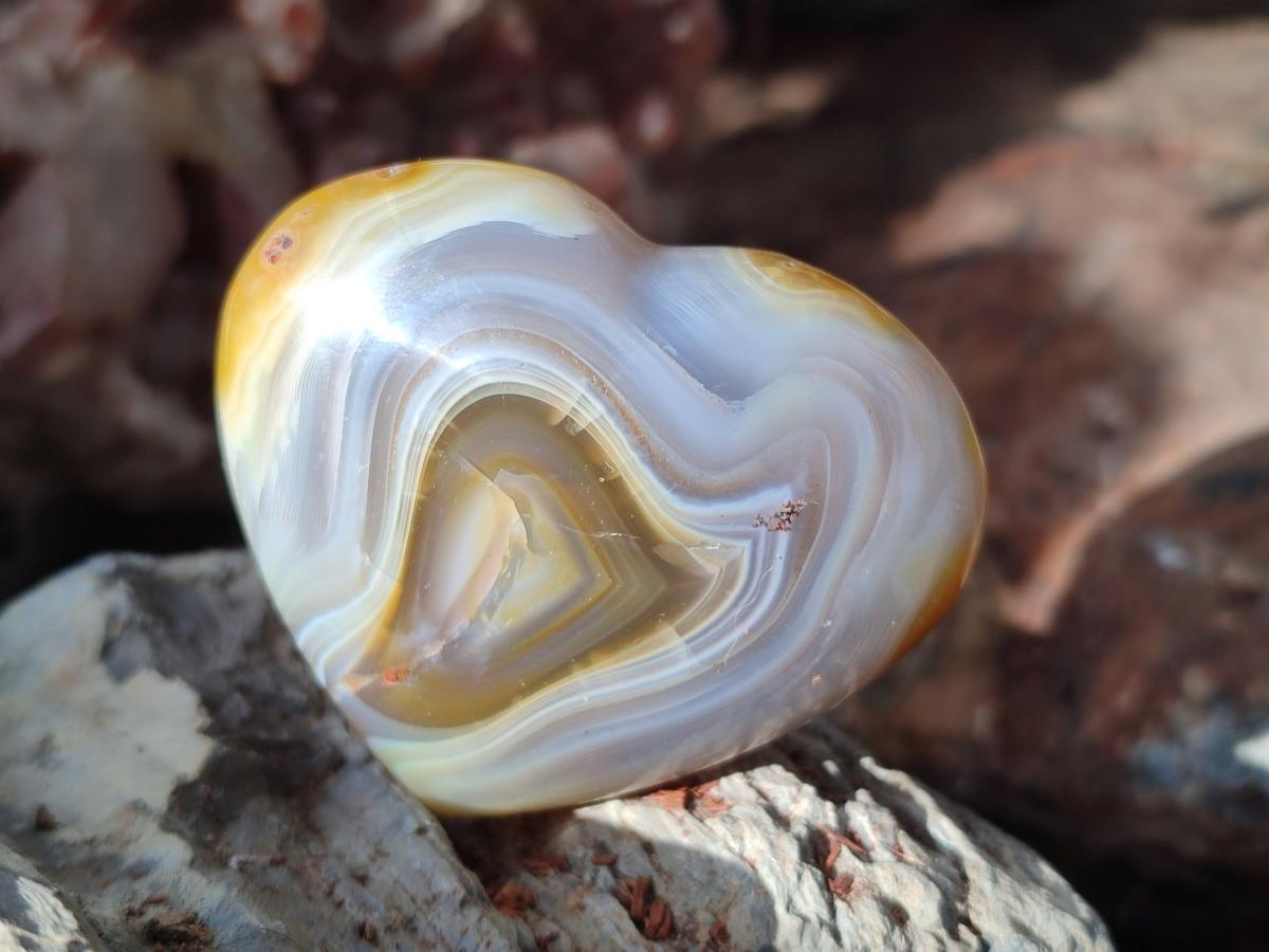 Polished Large Carnelian Agate Gemstone Hearts x 6 From Madagascar - Toprock Gemstones and Minerals 
