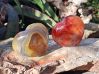 Polished Large Carnelian Agate Gemstone Hearts x 6 From Madagascar - Toprock Gemstones and Minerals 