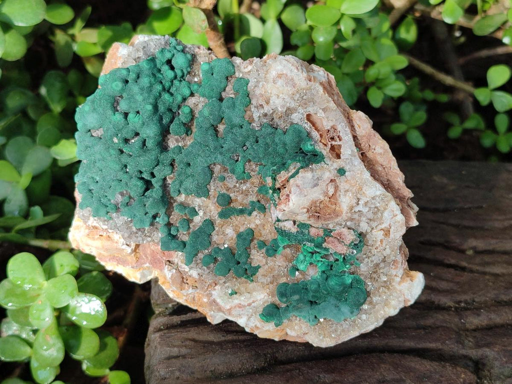 Natural Large Crystalline Ball Malachite and Quartz on Dolomite Matrix x 1 From Mindingi Mine, Kambove, Congo - Toprock Gemstones and Minerals 