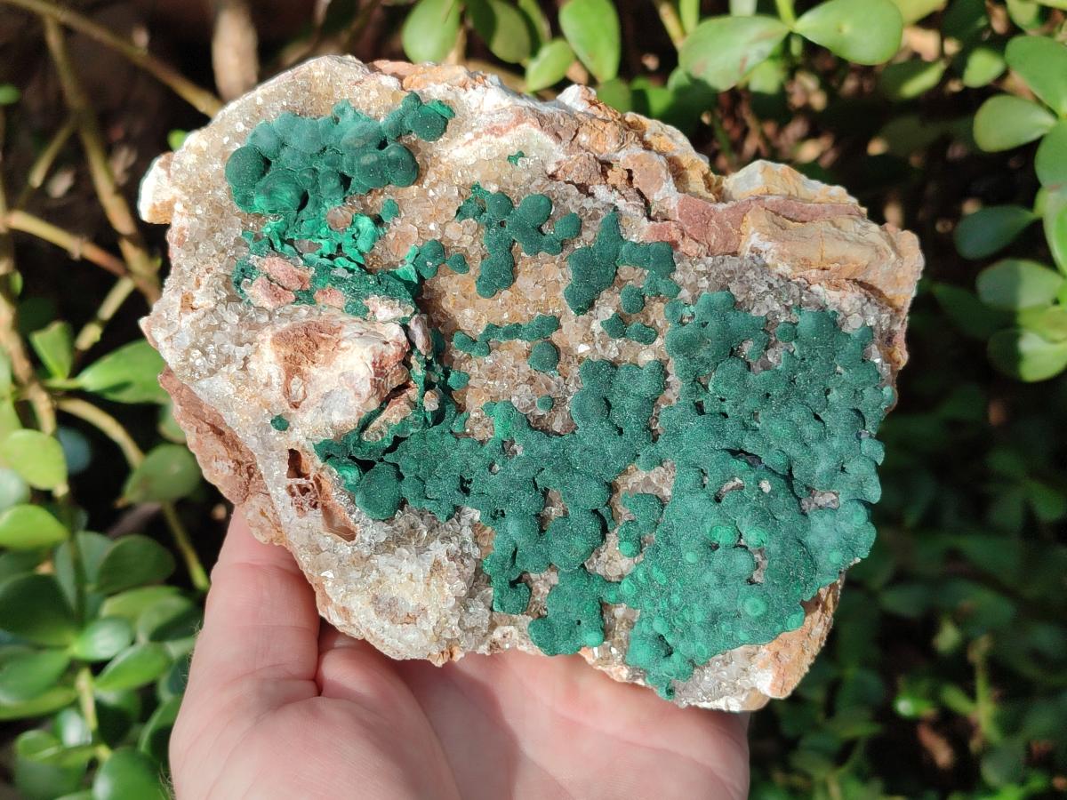 Natural Large Crystalline Ball Malachite and Quartz on Dolomite Matrix x 1 From Mindingi Mine, Kambove, Congo - Toprock Gemstones and Minerals 
