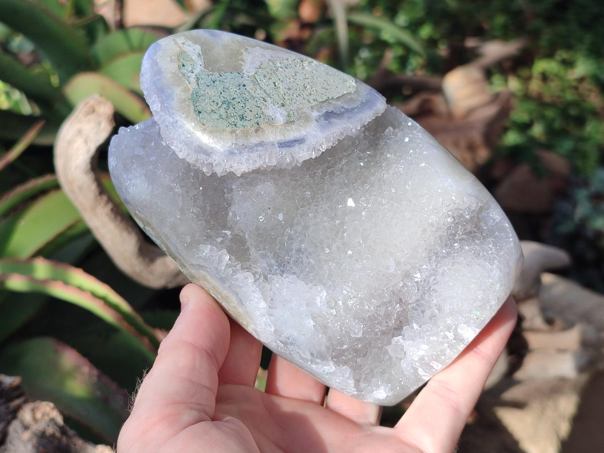 Polished Blue Lace Agate Standing Display Pieces x 2 From Nsanje, Malawi - Toprock Gemstones and Minerals 