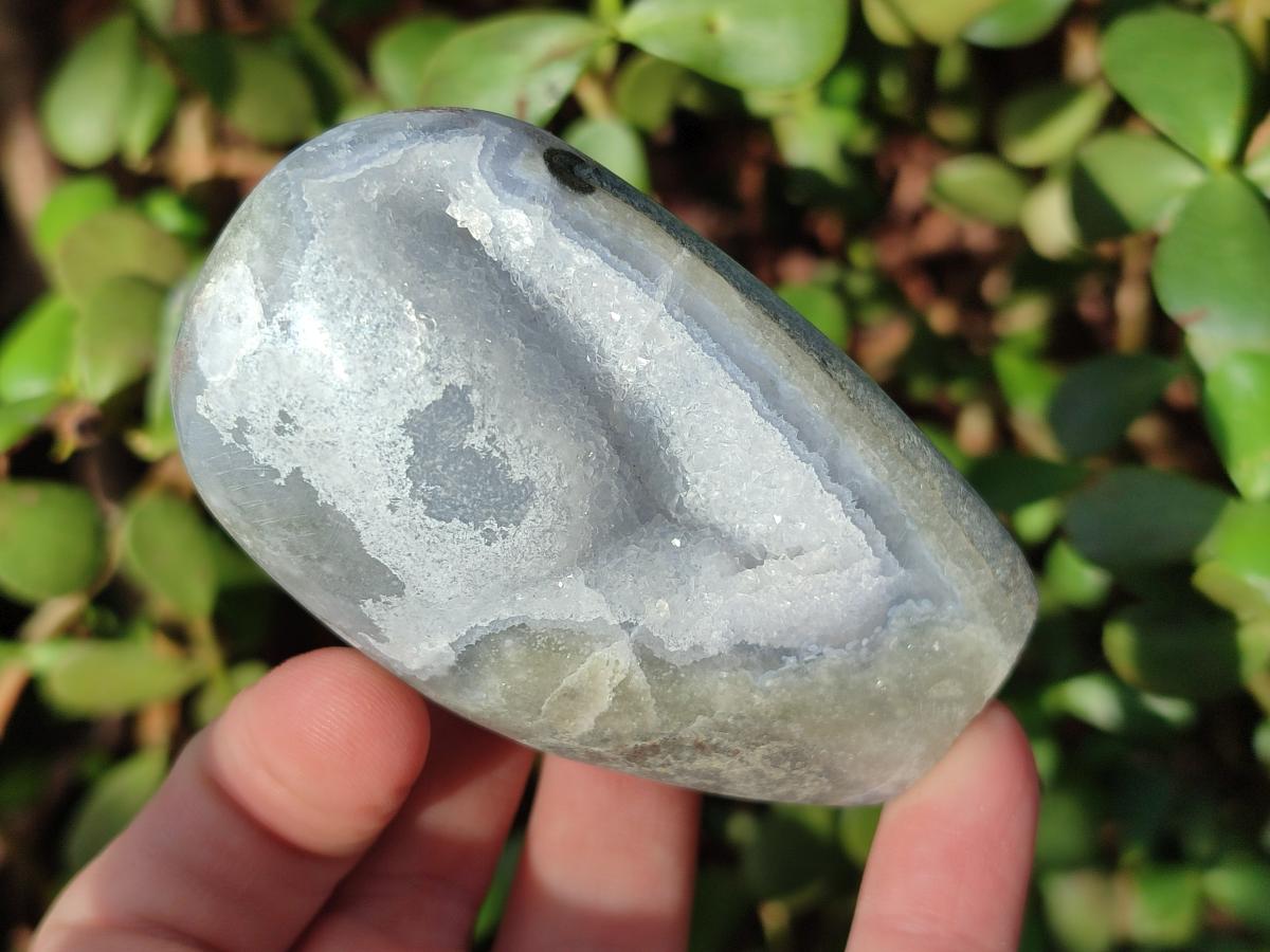Polished Blue Lace Agate Standing Display Pieces x 2 From Nsanje, Malawi