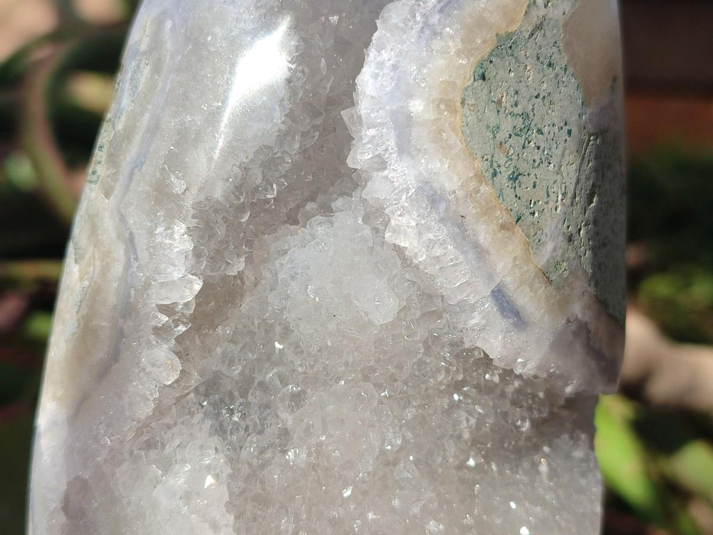 Polished Blue Lace Agate Standing Display Pieces x 2 From Nsanje, Malawi - Toprock Gemstones and Minerals 
