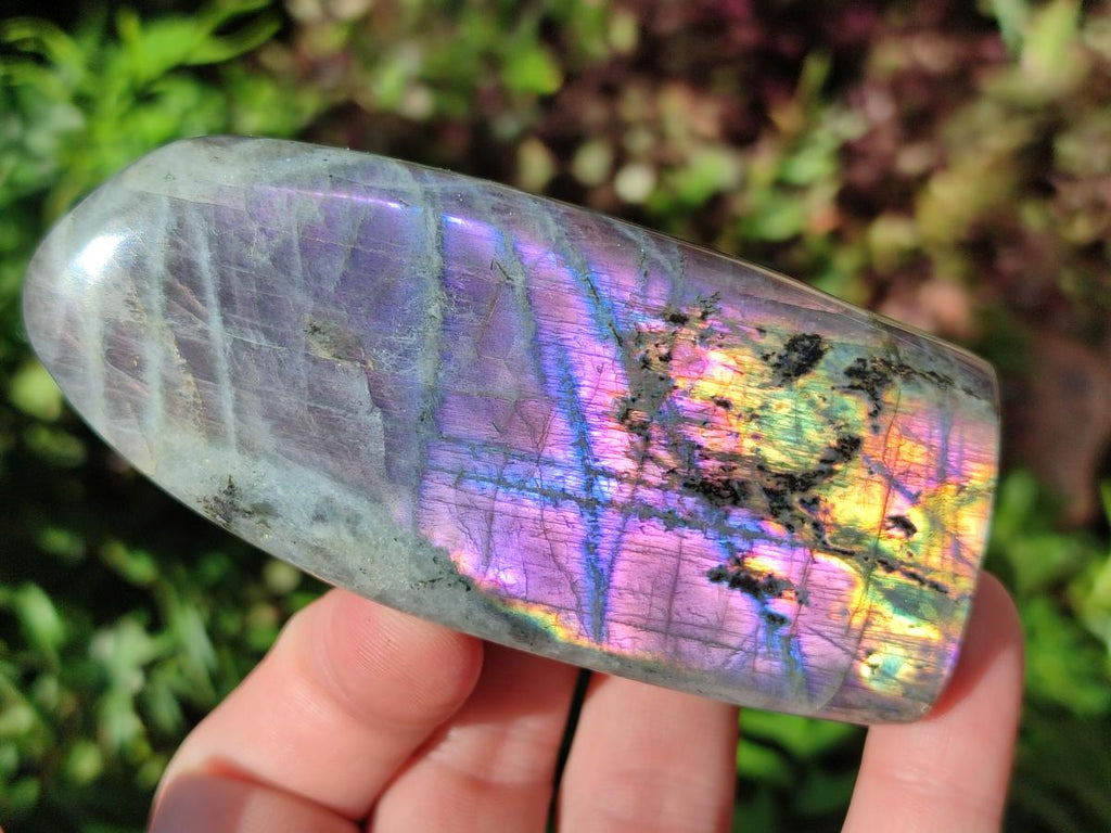 Polished Rare Purple Sunset Flash Labradorite Standing Display Pieces x 12 From Madagascar - Toprock Gemstones and Minerals 